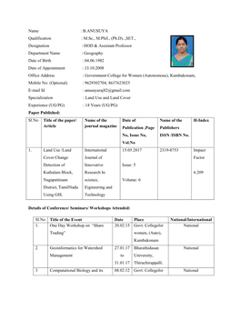 B.ANUSUYA Qualification