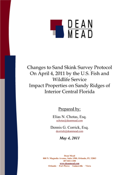 Changes to Sand Skink Survey Protocol on April 4, 2011 by the U.S