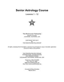 Senior Astrology Course, Lessons 1