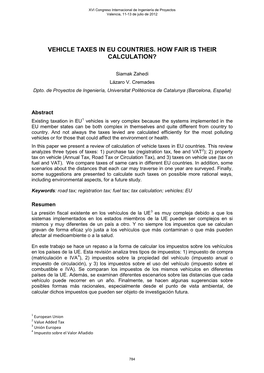Vehicle Taxes in Eu Countries. How Fair Is Their Calculation?