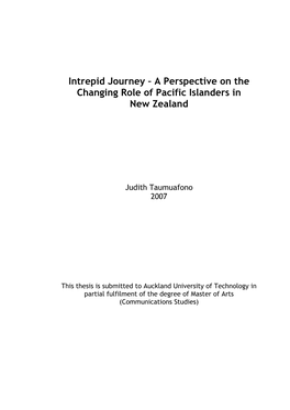 A Perspective on the Changing Role of Pacific Islanders in New Zealand