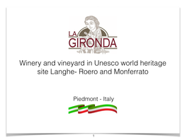 Winery and Vineyard in Unesco World Heritage Site Langhe- Roero and Monferrato