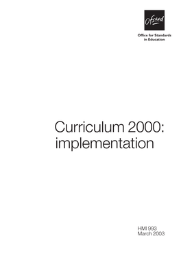 Curriculum 2000: Implementation