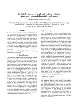 Big Data for Analyses of Small-Scale Regional Variation: a Case Study on Sound Change in Swiss German