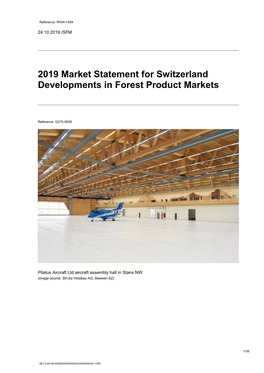 2019 Market Statement for Switzerland Developments in Forest Product Markets