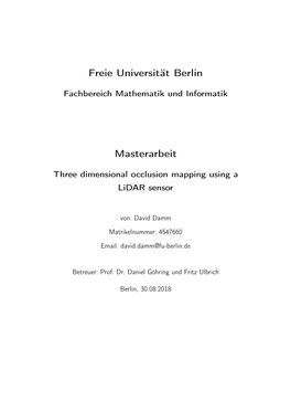 Three Dimensional Occlusion Mapping Using a Lidar Sensor