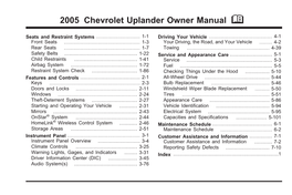 2005 Chevrolet Uplander Owner Manual M