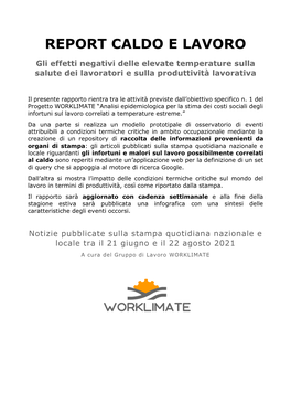 Report Caldo E Lavoro