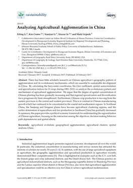 Analyzing Agricultural Agglomeration in China