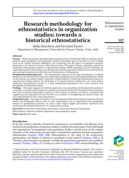 Research Methodology for Ethnostatistics in Organization Studies