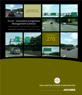 IS 270 – Innovative Congestion Management Contract MONTGOMERY and FREDERICK COUNTIES