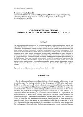 Carbon Diffusion During Bainite Reaction in Austempered Ductile Iron