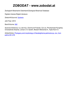 Phylogeny and Morphology of Neodeightonia Palmicola Sp. Nov