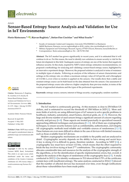 Sensor-Based Entropy Source Analysis and Validation for Use in Iot Environments