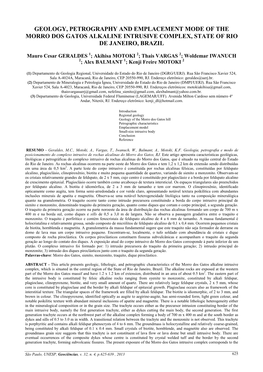 Geology, Petrography and Emplacement Mode of the Morro Dos Gatos Alkaline Intrusive Complex, State of Rio De Janeiro, Brazil