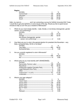 9-25-2020 Minnesota Likely Voters Marginals