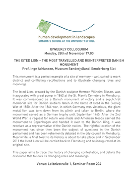 BIWEEKLY COLLOQUIUM Monday, 28Th of November 17.00 THE