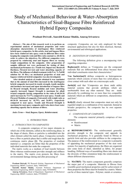 Study of Mechanical Behaviour & Water-Absorption Characteristics Of