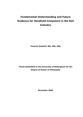 Fundamental Understanding and Future Guidance for Handheld Computers in the Rail Industry