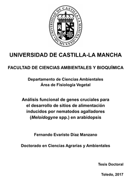 University of Castilla-La Mancha Faculty of Environmental Sciences and Biochemistry