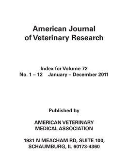 American Journal of Veterinary Research