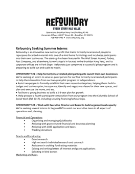 Refoundry Seeking Summer Interns