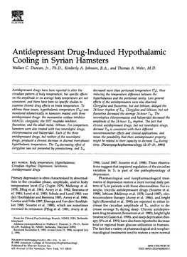 Antidepressant Drug-Induced Hypothalamic Cooling in Syrian Hamsters Wallace C