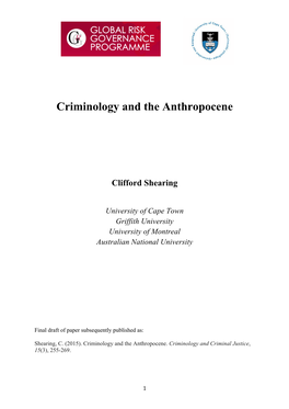 Criminology and the Anthropocene