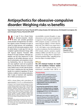 Antipsychotics for Obsessive-Compulsive Disorder: Weighing Risks Vs Benefits