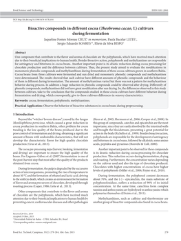 Bioactive Compounds in Different Cocoa (Theobroma Cacao, L)