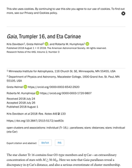 Gaia, Trumpler 16, and Eta Carinae