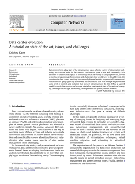 Data Center Evolution a Tutorial on State of the Art, Issues, and Challenges