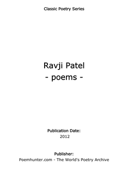 Ravji Patel - Poems