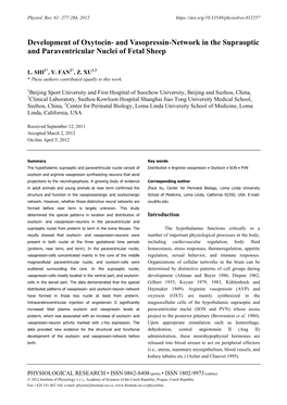 Development of Oxytocin- and Vasopressin-Network in the Supraoptic and Paraventricular Nuclei of Fetal Sheep