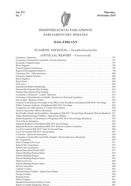 Díospóireachtaí Parlaiminte Parliamentary Debates Dáil