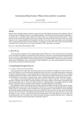 Astronomical Data Formats: What We Have and How We Got Here