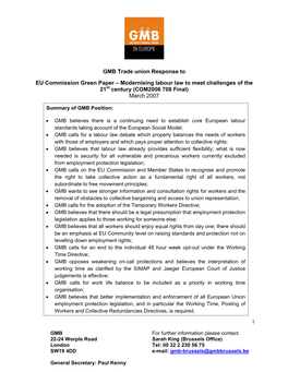 GMB Response to Labour Law Final March 07