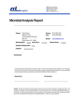 Microbial Analysis Report