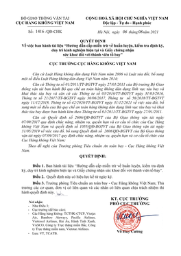 BỘ GIAO THÔNG VẬN TẢI CỘNG HOÀ XÃ HỘI CHỦ NGHĨA VIỆT NAM CỤC HÀNG KHÔNG VIỆT NAM Độc Lập - Tự Do - Hạnh Phúc