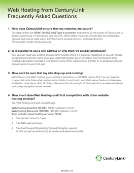 Web Hosting from Centurylink Frequently Asked Questions