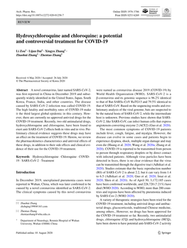 Hydroxychloroquine and Chloroquine: a Potential and Controversial Treatment for COVID‑19