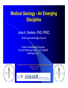 Medical Geology - an Emerging Discipline