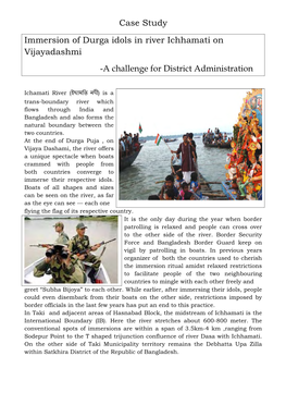 Case Study Immersion of Durga Idols in River Ichhamati on Vijayadashmi -A Challenge for District Administration