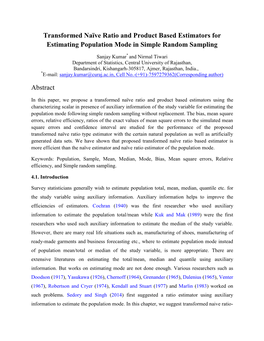 Transformed Naïve Ratio and Product Based Estimators for Estimating Population Mode in Simple Random Sampling