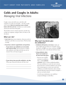 Colds and Coughs in Adults: Managing Viral Infections