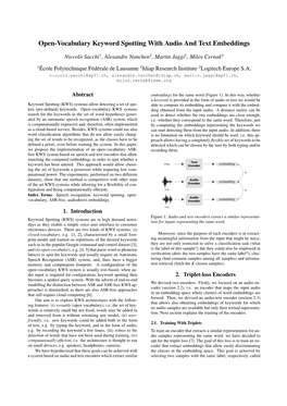 Open-Vocabulary Keyword Spotting with Audio and Text Embeddings