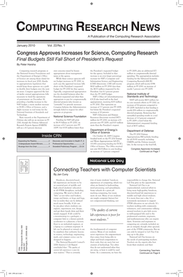 Computing Research News a Publication of the Computing Research Association