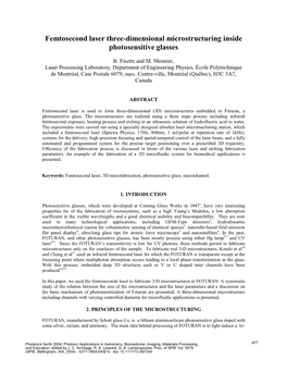 Femtosecond Laser Three-Dimensional Microstructuring Inside Photosensitive Glasses