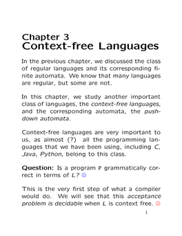 Chapter 3 Context-Free Languages