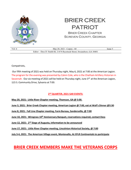 BRIER CREEK PATRIOT Brier Creek Chapter Screven County, Georgia